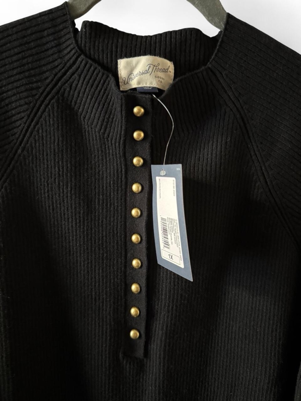 Women's Long Sleeve Mini A-Line Dress Universal Thread Black 1X Fall Essentials - Picture 3 of 6